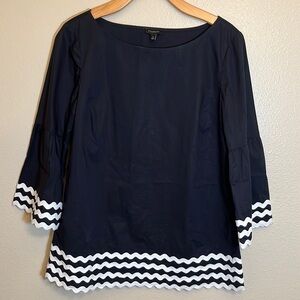 Talbots Black White Zig Zag Shirt